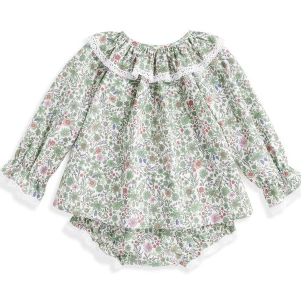 bella bliss Floral Kids Matching Set - Green and Pink